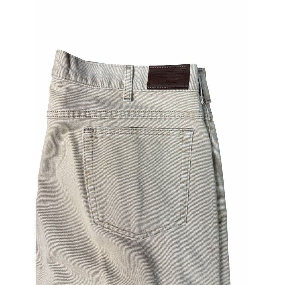 LL Bean Jeans Mens 40x34 Double L White Straight Fit Denim Made USA Khaki Clean